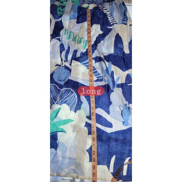 White Closet Elements Long Blue and White HalterNeck Dress LINEN SZ Medium - Picture 13 of 14